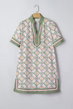 Threaded Pear Galilea Sleeve Loose Mini Dress with floral print, lightweight fabric, and relaxed fit for casual summer wear.