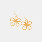18K gold-plated flower earrings featuring delicate petal details and a shiny finish, perfect for elegant jewelry accessory.