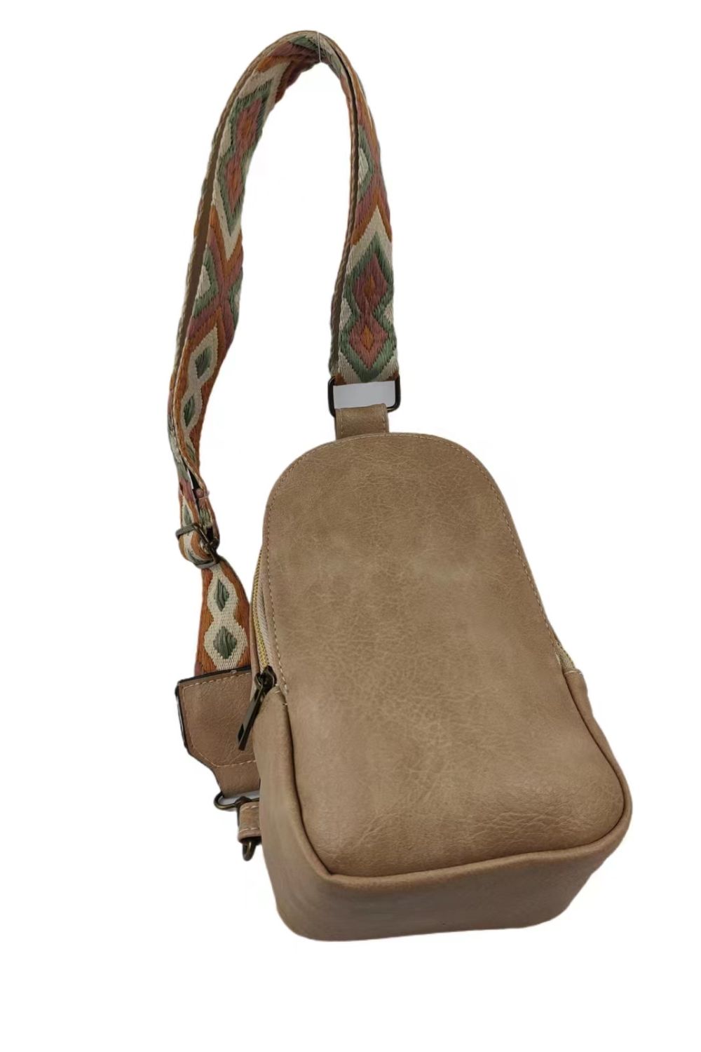 Random pattern adjustable strap PU leather sling bag with modern design, featuring a sleek look and versatile style.