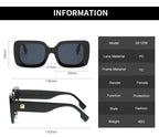 Retro square large frame sunglasses by FitiqueFit with bold black frames and tinted lenses, fashionable eyewear for stylish sun protection.