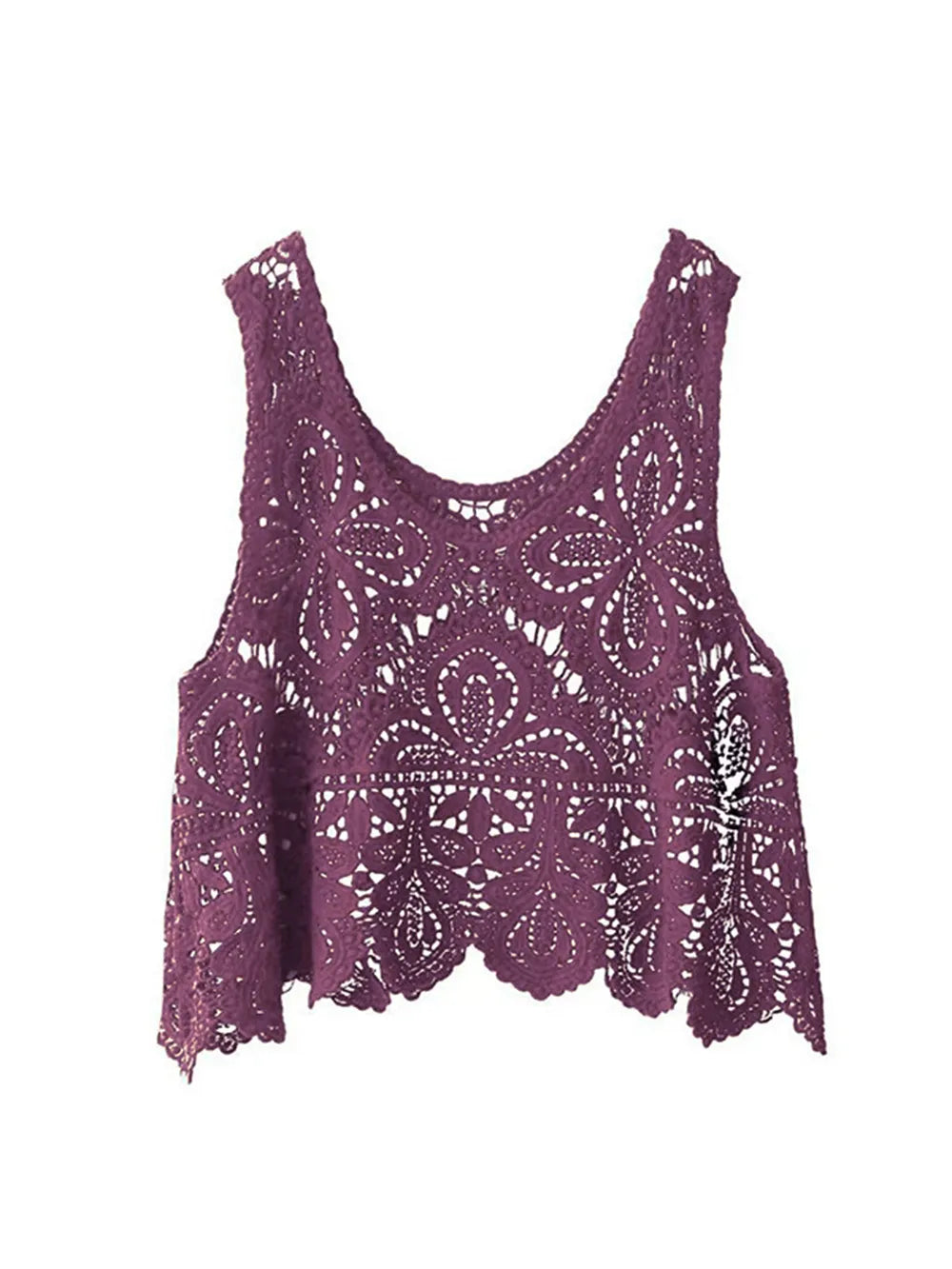Sleeveless knit swim cover-up with cutout scoop neck from Trendsi, shown in a light, breathable fabric perfect for beachwear.