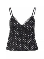 Polka dot lace trim cami top by Shopimist featuring delicate lace details and a stylish polka dot pattern.