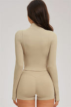 Fitglutes Activewear sports bra, zip jacket, and shorts 3-piece set for workout and gym activities, shown in the product image.