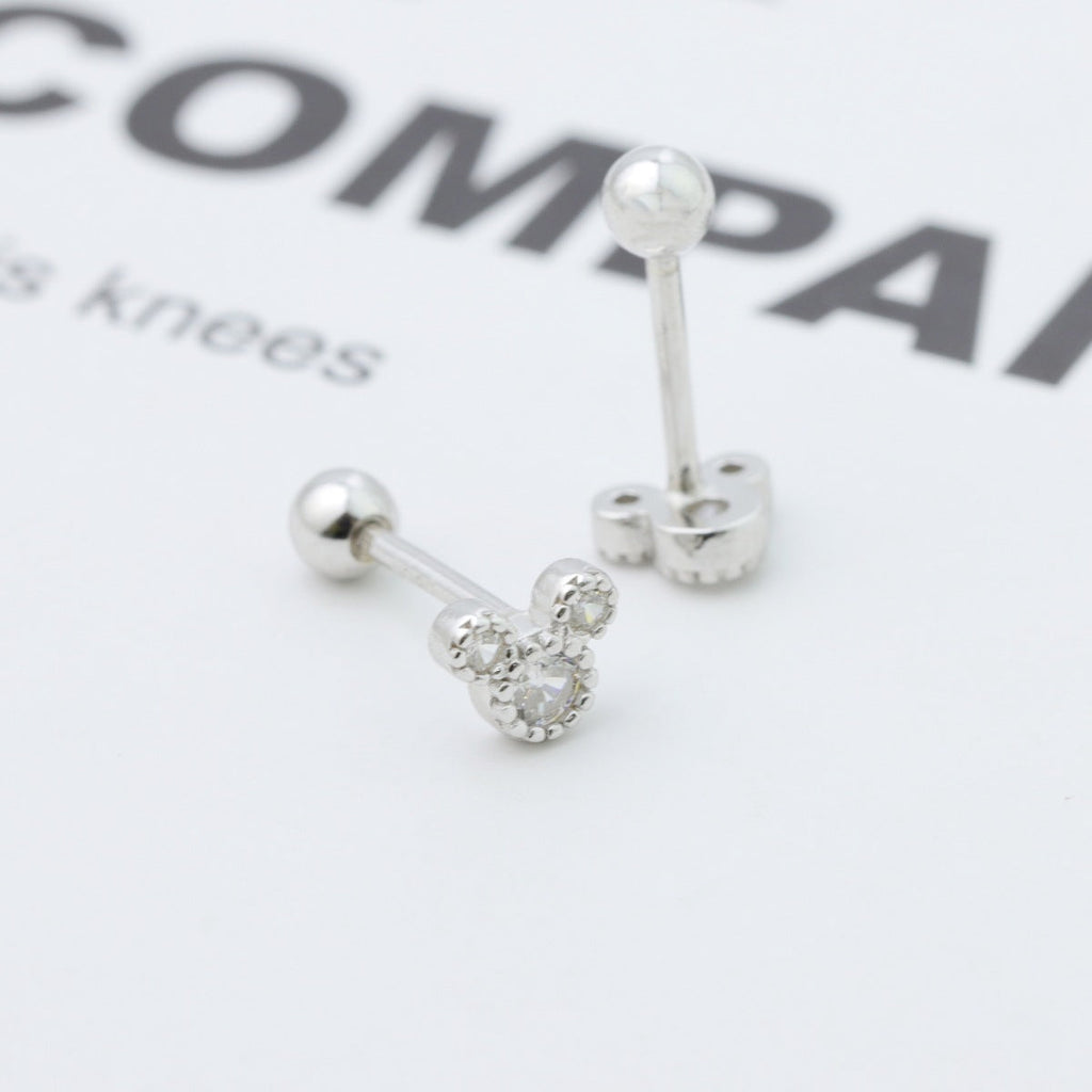 Shopimist Mickey Mouse stud earrings featuring classic cartoon character design in silver-tone metal.