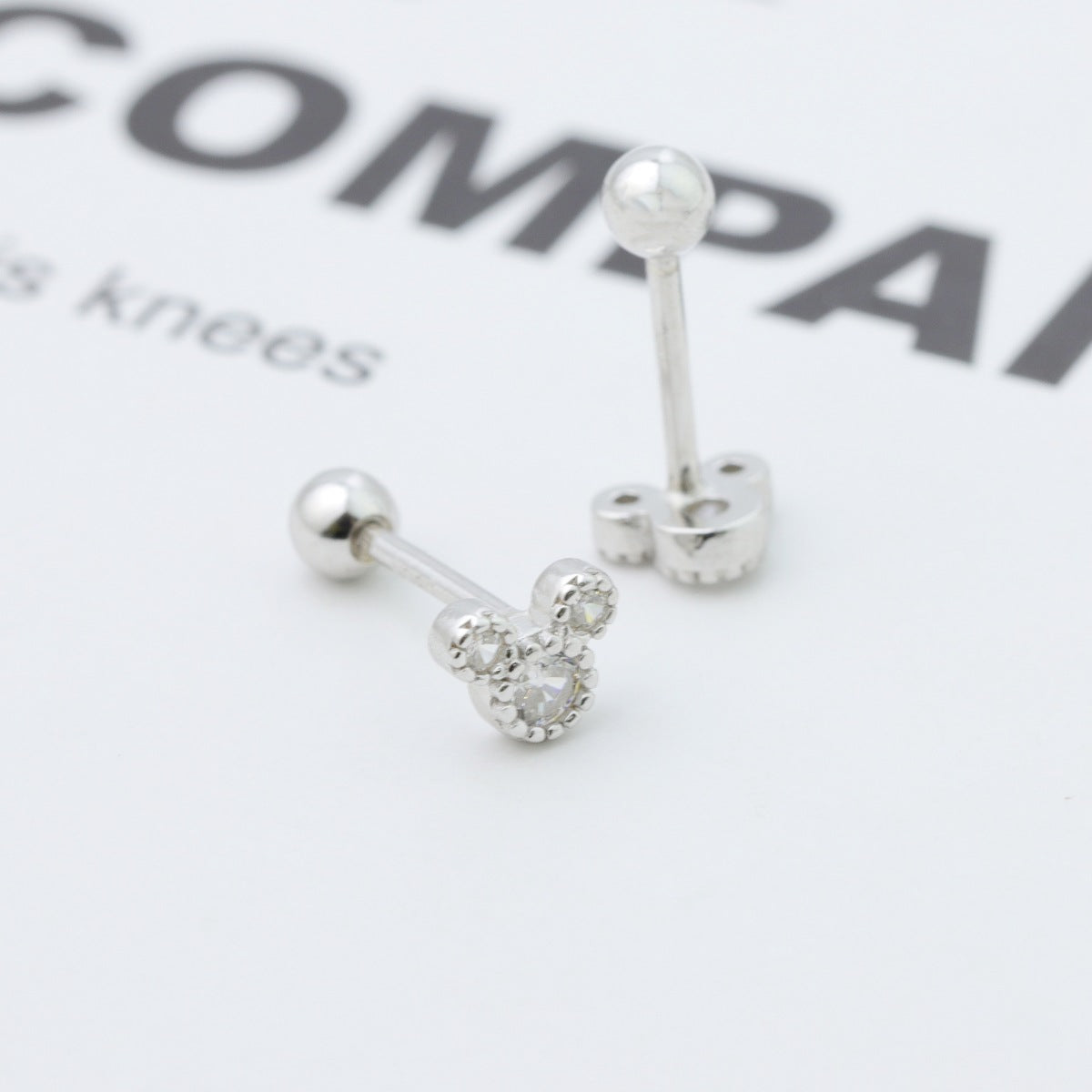 Shopimist Mickey Mouse stud earrings featuring classic cartoon character design in silver-tone metal.