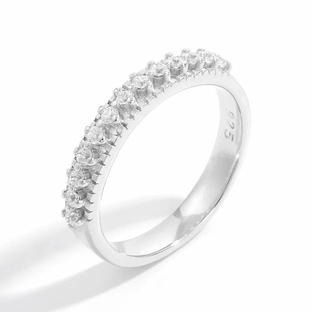 925 Sterling silver ring with inlaid zircon stones, featuring a sleek and elegant design by Shopimist.