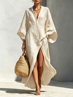 Women's FitiqueFit batwing sleeve loose maxi resort dress, casualwear with flowing fabric and relaxed fit, perfect for warm weather.
