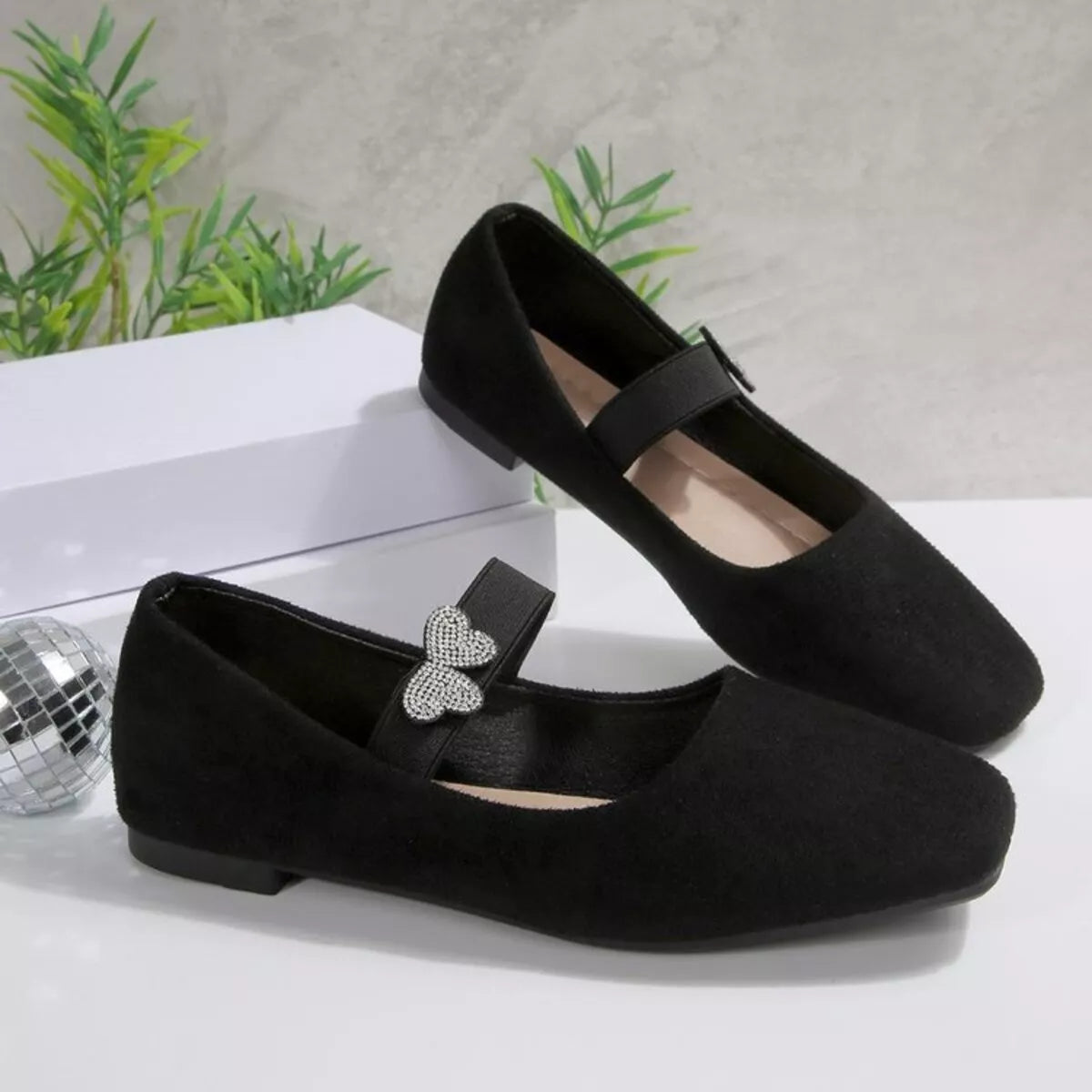 Trendsi square toe slip-on flats in neutral color, stylish footwear with a sleek design and comfortable fit.