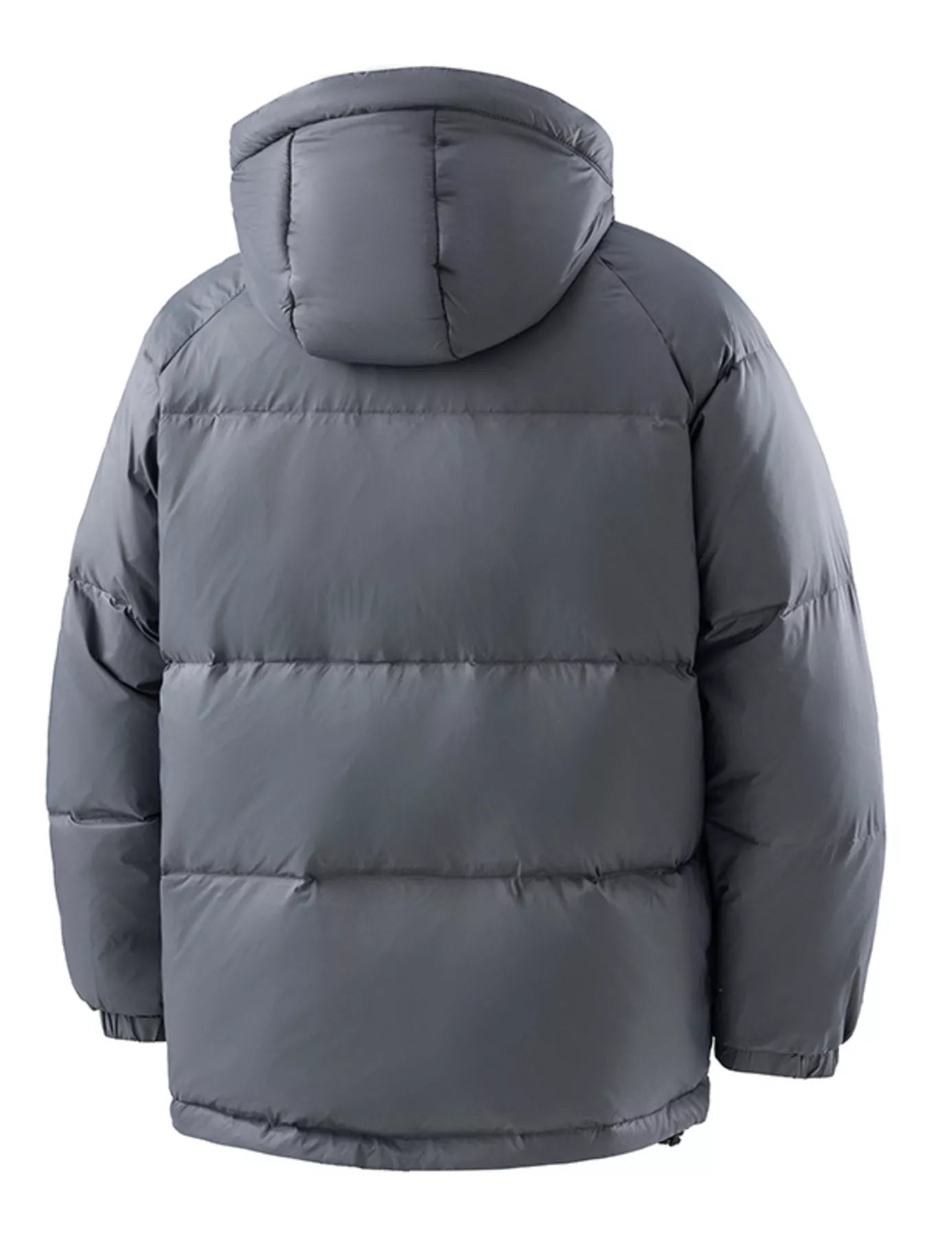 Men's plus size padded hooded puffer jacket by Shopimist, showcasing the warm, quilted exterior and adjustable hood.