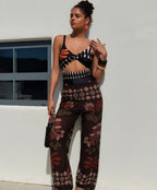 FitiqueFit women's 2-piece swimsuit set with sleeveless top and wide-leg pants, stylish swimwear for beach or poolside.
