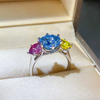 Sterling silver ring with a 5-carat moissanite gemstone, featuring a sleek and elegant design.