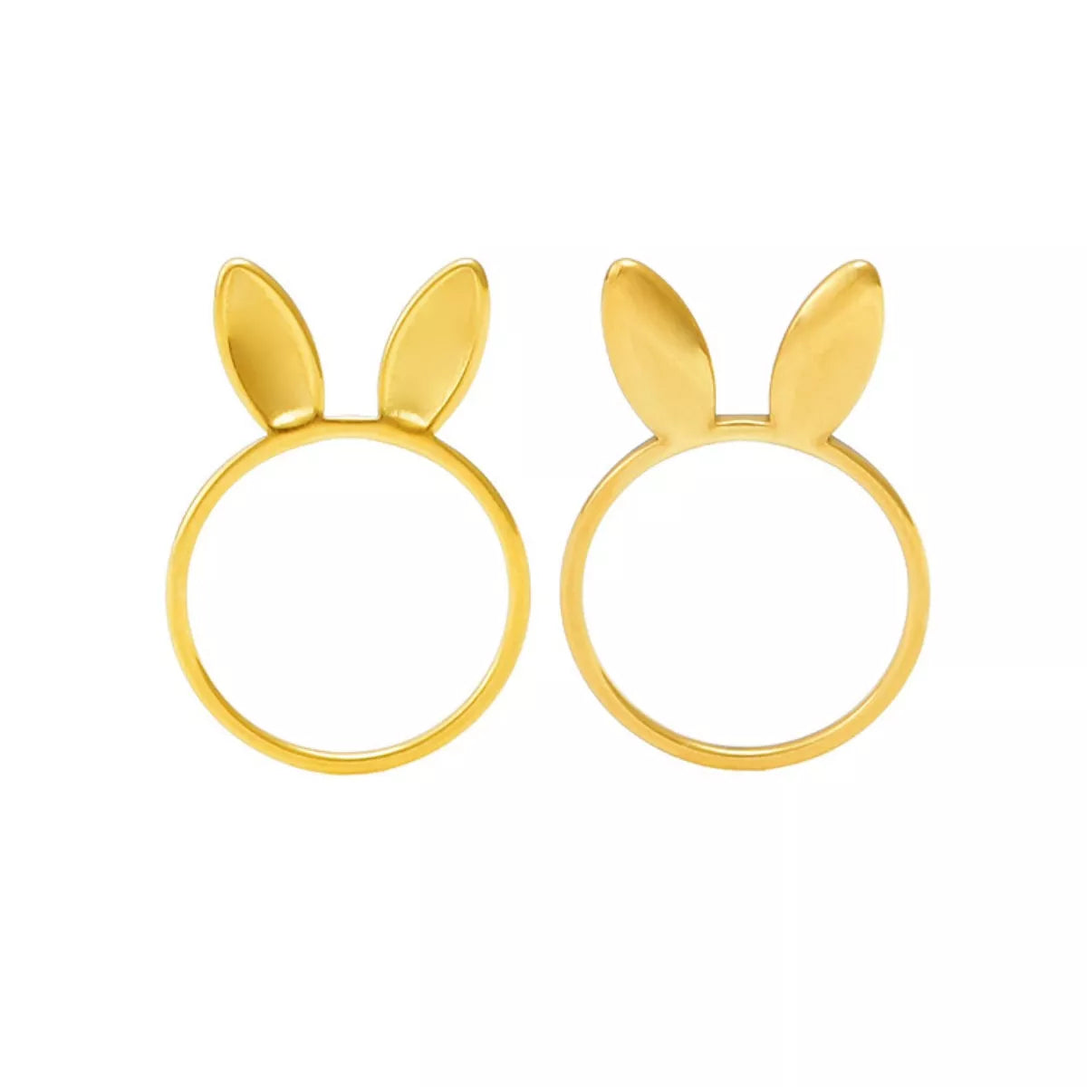 Gold-plated bunny ear ring from Plush Fashion Hub, stylish jewelry featuring a cute bunny design on a ring.