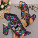 Shopimist open toe block heels sandals with stylish design, featuring a comfortable heel height and modern open-toe style.