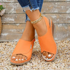 Shopimist peep toe wedge sandals with ankle straps, featuring a stylish platform and chunky heel for summer wear.