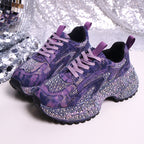 Rhinestone lace-up sneaker sandals by Plush Fashion Hub featuring sparkling rhinestones and stylish lace-up design.