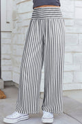 Light beige Marleigh waist loose summer pants by Threaded Pear, featuring a relaxed fit and comfortable culotte style.