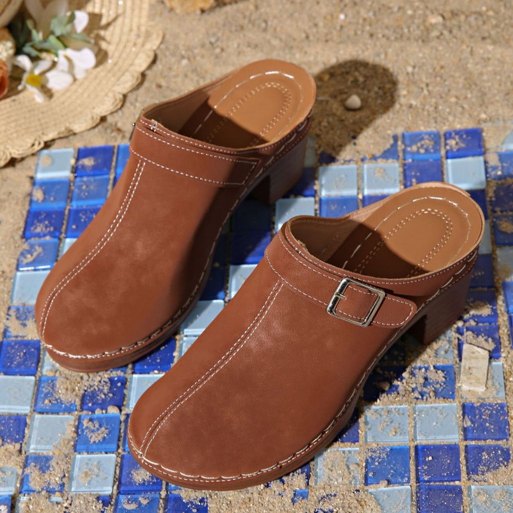 Women's round toe platform slip-on comfort shoes by Trendsi, lightweight daily footwear with a stylish design and cushioned sole.