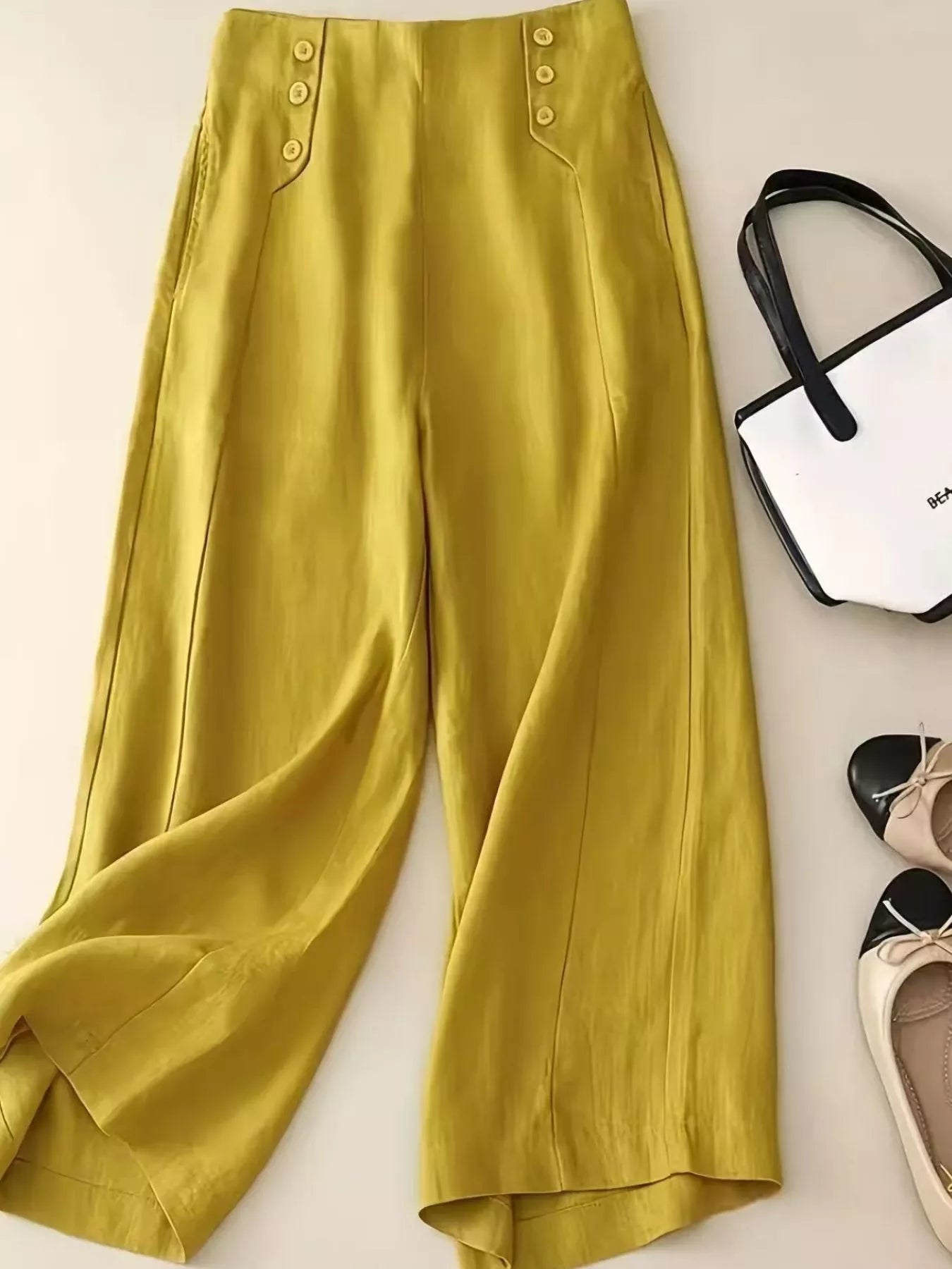 Plush Fashion Hub high-waisted wide-leg cropped pants set with relaxed fit, featuring a stylish waistband and cropped length.