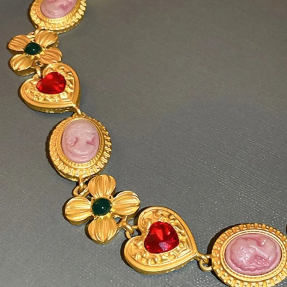 Copper inlaid rhinestone necklace from Plush Fashion Hub featuring sparkling rhinestones and intricate copper detailing.
