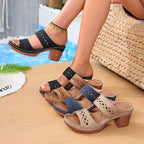Shopimist open toe block heel sandals with ankle strap and stylish design, perfect for casual or dressy occasions.