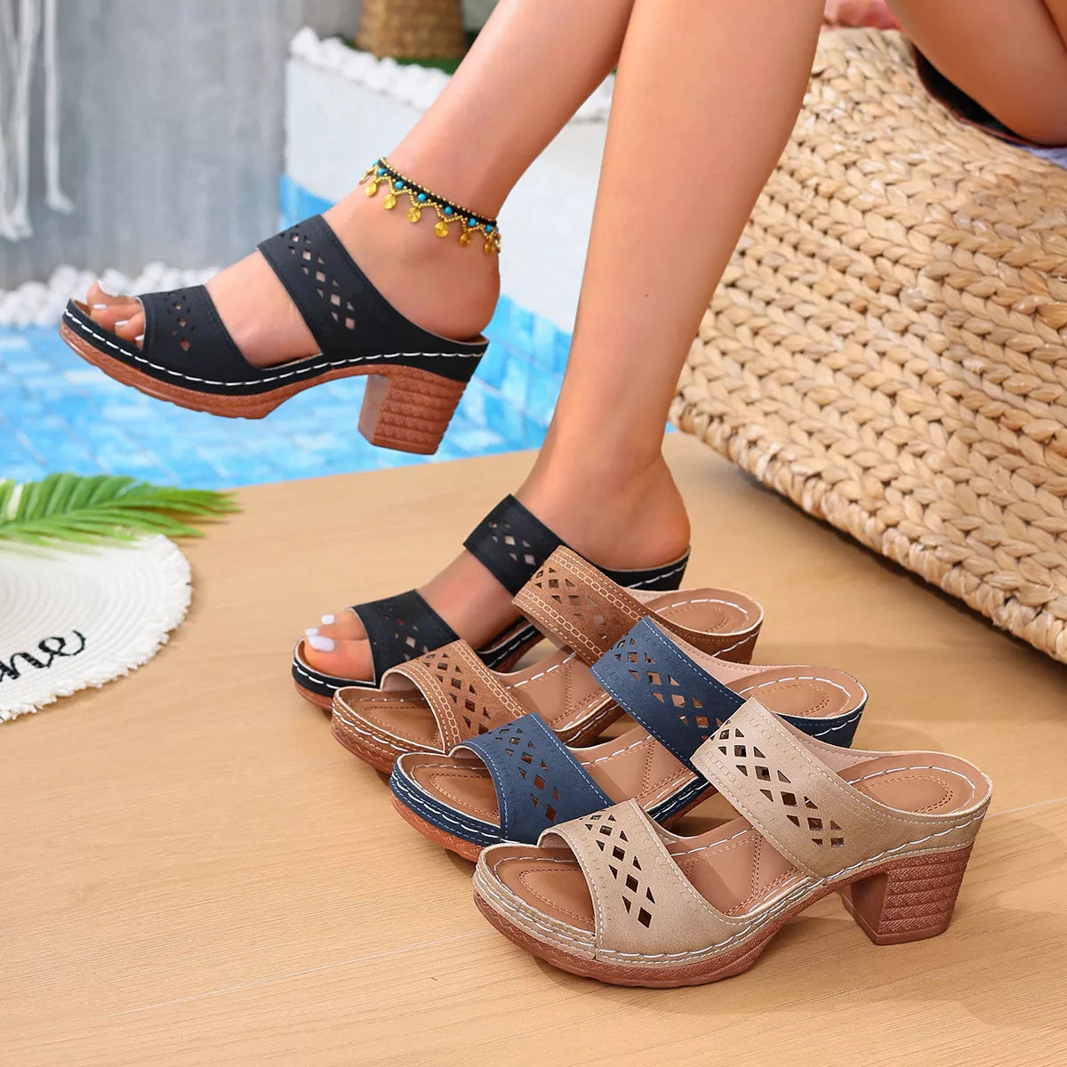 Shopimist open toe block heel sandals with ankle strap and stylish design, perfect for casual or dressy occasions.