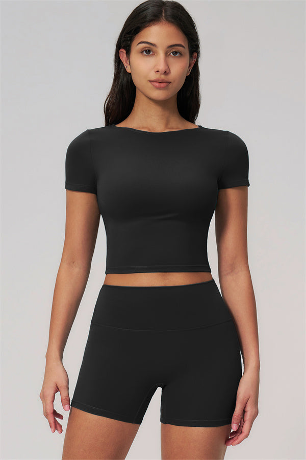 Fitglutes Activewear Rapture T-shirt and shorts 2-piece set, casual gymwear and workout clothes, shown on a model.