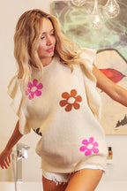 BiBi Flower Printed Ruffled Sleeves Top