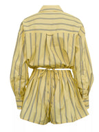 Shopimist striped button-up shirt and shorts set, featuring a stylish, coordinated summer outfit with vertical stripe pattern.
