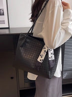 Shopimist braided handle tote bag with woven handles and spacious interior, perfect for everyday carry and casual outings.