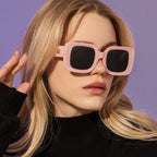 Retro square large frame sunglasses by FitiqueFit, stylish eyewear with bold, oversized square lenses and thick black frames.