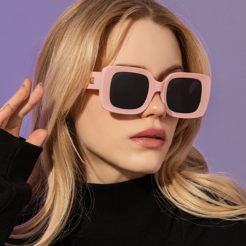 Retro square large frame sunglasses by FitiqueFit, stylish eyewear with bold, oversized square lenses and thick black frames.