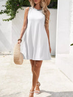 Simply Love sleeveless casual flowy mini dress with a relaxed fit, lightweight fabric, and stylish design perfect for warm weather.