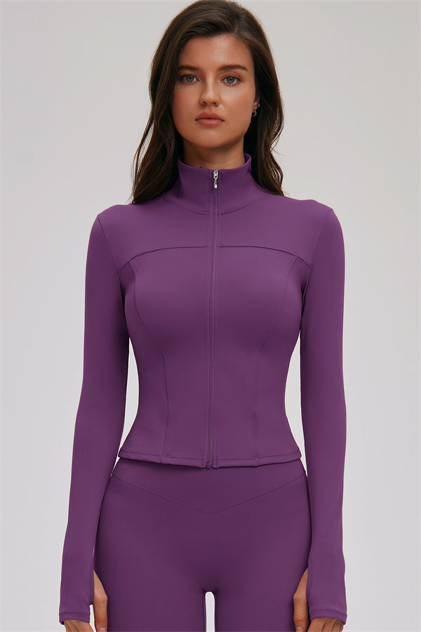 Fitglutes Activewear 3-piece set with Kinetic Zip Jacket, cross-back sports bra, and matching leggings for gym workouts.