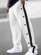 Men's plus size textured drawstring pants by Shopimist, full length with elastic waistband and casual style.