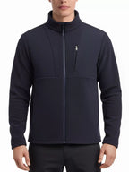 Men's plus size full-zip fleece jacket by Shopimist, showing the navy blue fleece with front zipper and collar detail.