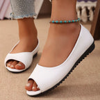 Shopimist peep toe flats sandals with open toe design and stylish comfort, perfect for casual and dressy outfits.