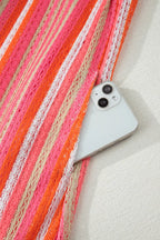 Stripe Ruffled Straps Ribbon Knot Flowy Vacation Maxi Dress