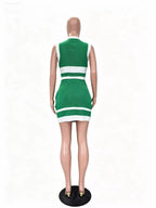 Contrast trim knit tank top and skirt set by Shopimist, featuring a coordinated design with stylish trim details.