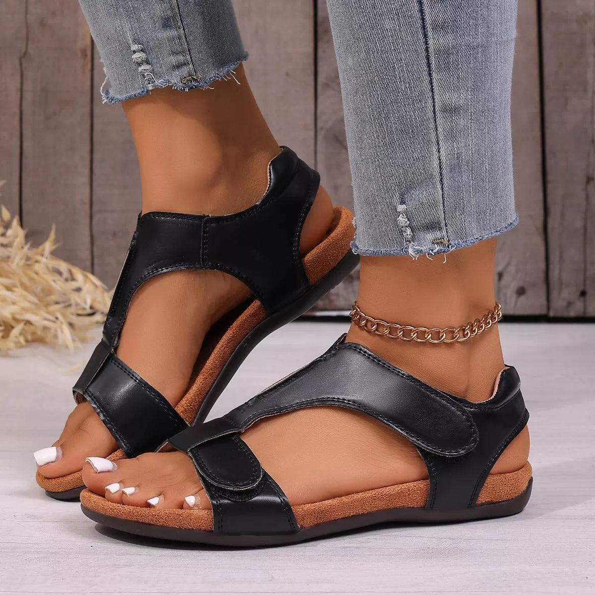 Open toe flats sandals by Shopimist featuring a sleek design, comfortable fit, and stylish open-toe detail for casual wear.