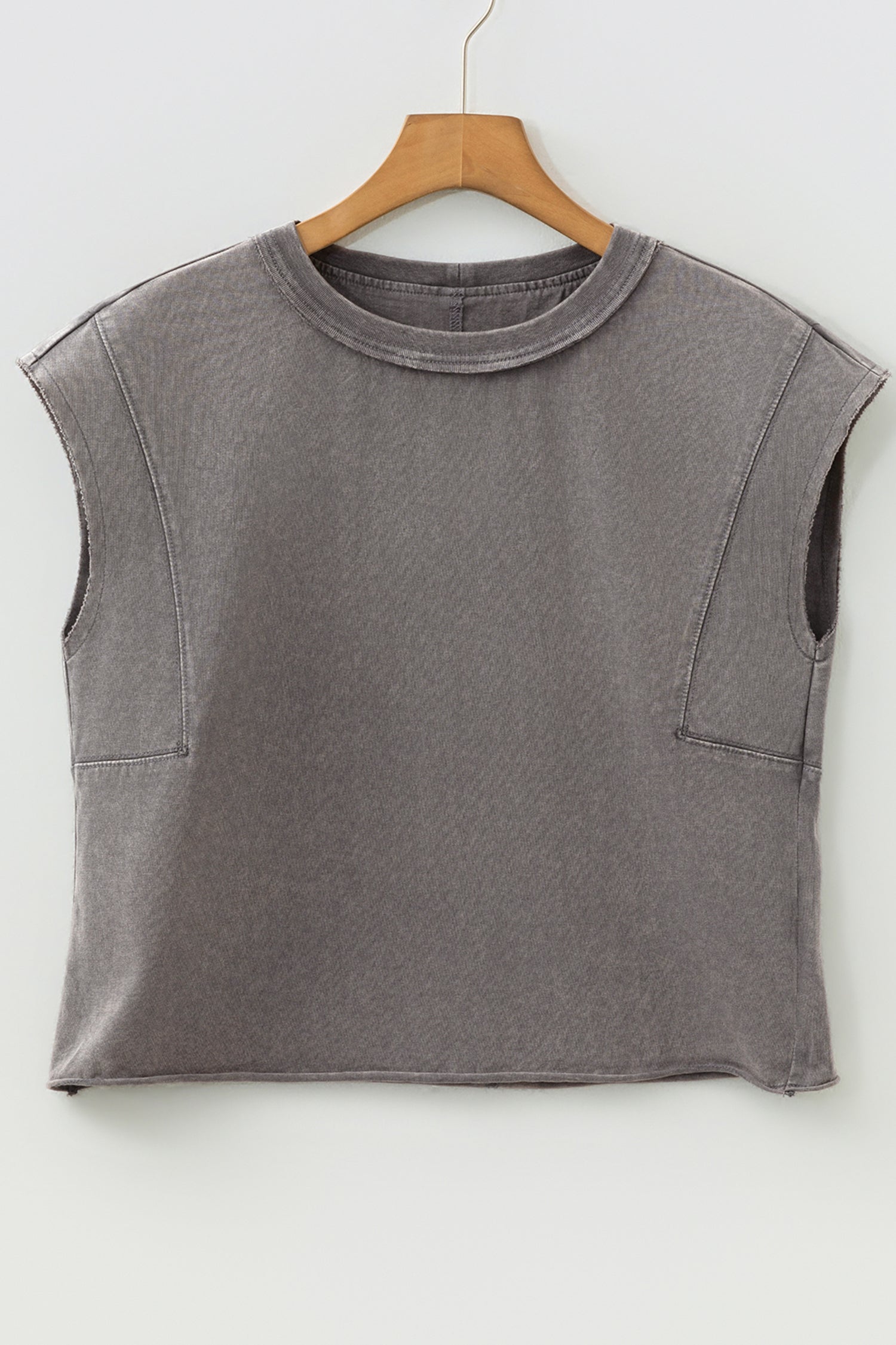 Threaded Pear Ellianna Fit Cotton Tank Top displayed on a hanger, showcasing a sleeveless, casual white tank top for women.