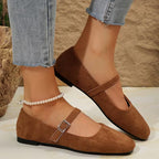 Women's vintage Mary Jane flats by FitiqueFit, stylish and comfortable flat footwear with a classic design and rounded toe.