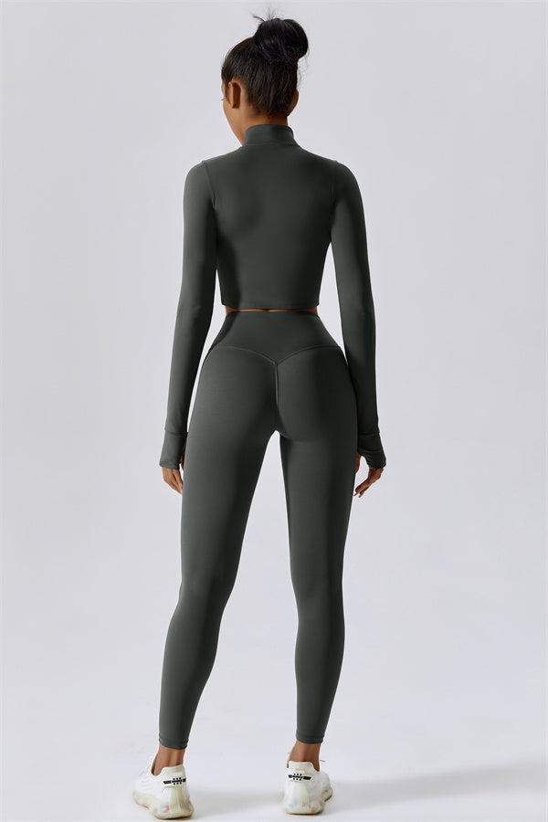 Fitglutes Activewear Eloise 3-piece sports bra, jacket, and leggings set for workout and gym activities, stylish and comfortable fitness wear.