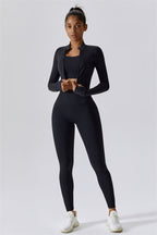 Fitglutes Activewear Eloise 3-piece set with sports bra, leggings, and jacket, designed for gym and workout activities.