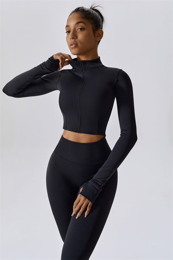 Fitglutes Activewear Eloise jacket, sports bra, and leggings 3-piece matching set for gym and workout activities.
