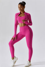 Fitglutes Activewear Eloise 3-piece matching set includes sports bra, jacket, and leggings for workout and gym wear.
