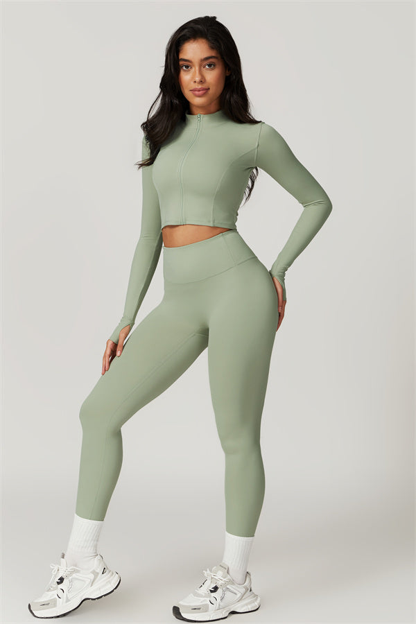 Fitglutes Activewear Eloise 3-piece matching set with sports bra, leggings, and jacket for gym and workout sessions.