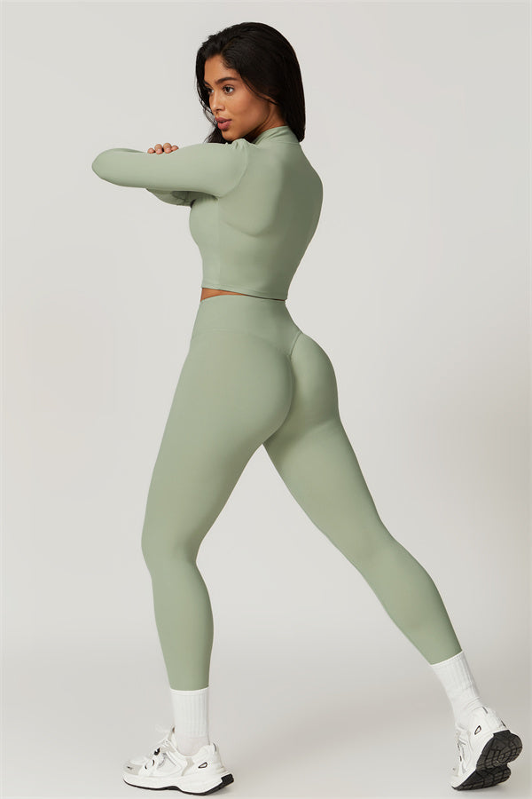 Fitglutes Activewear Eloise 3-piece set includes sports bra, leggings, and jacket for stylish workout and gym sessions.