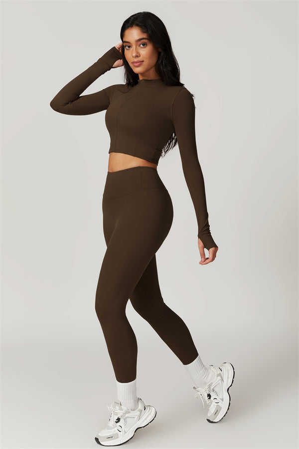 Fitglutes Activewear Eloise 3-piece matching set with sports bra, leggings, and jacket for gym and workout activities.