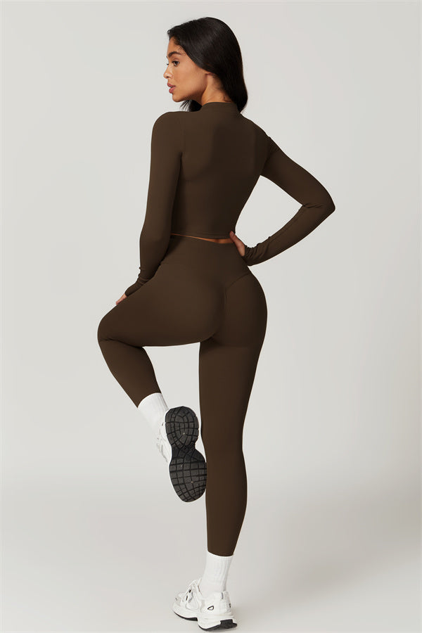 Fitglutes Activewear Eloise 3-piece set with sports bra, leggings, and jacket for workout, gym, or activewear activities.