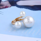 18K gold-plated pearl open ring with sleek design, featuring a lustrous pearl set on a minimalist gold band.